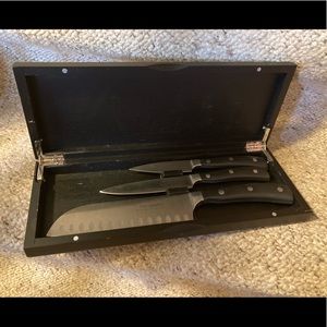 Bon Appetit 3-pc German Steel Cutlery Knives in Black Bamboo Case